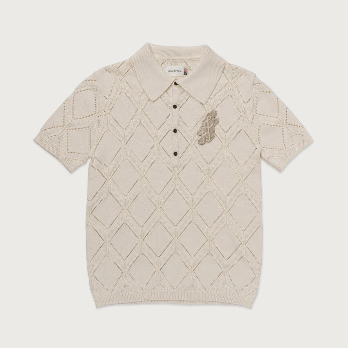 Honor The Gift Diamond Knit Polo 'Cream|HTG240332-CRM|Top Fashion