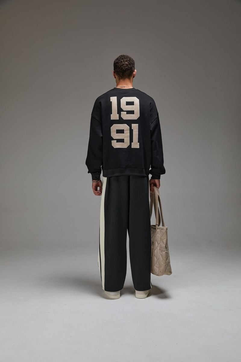 Criminal Damage Leather Applique Logo Sweatshirt