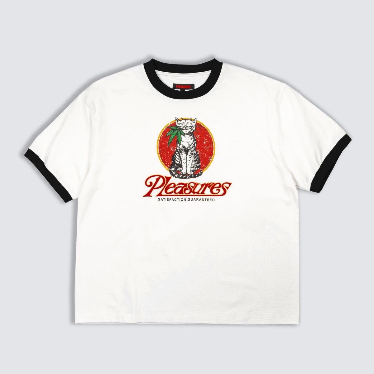 Pleasures Cat Heavyweight Ringer Tee 'White|P25SU018-WHITE|Top Fashion
