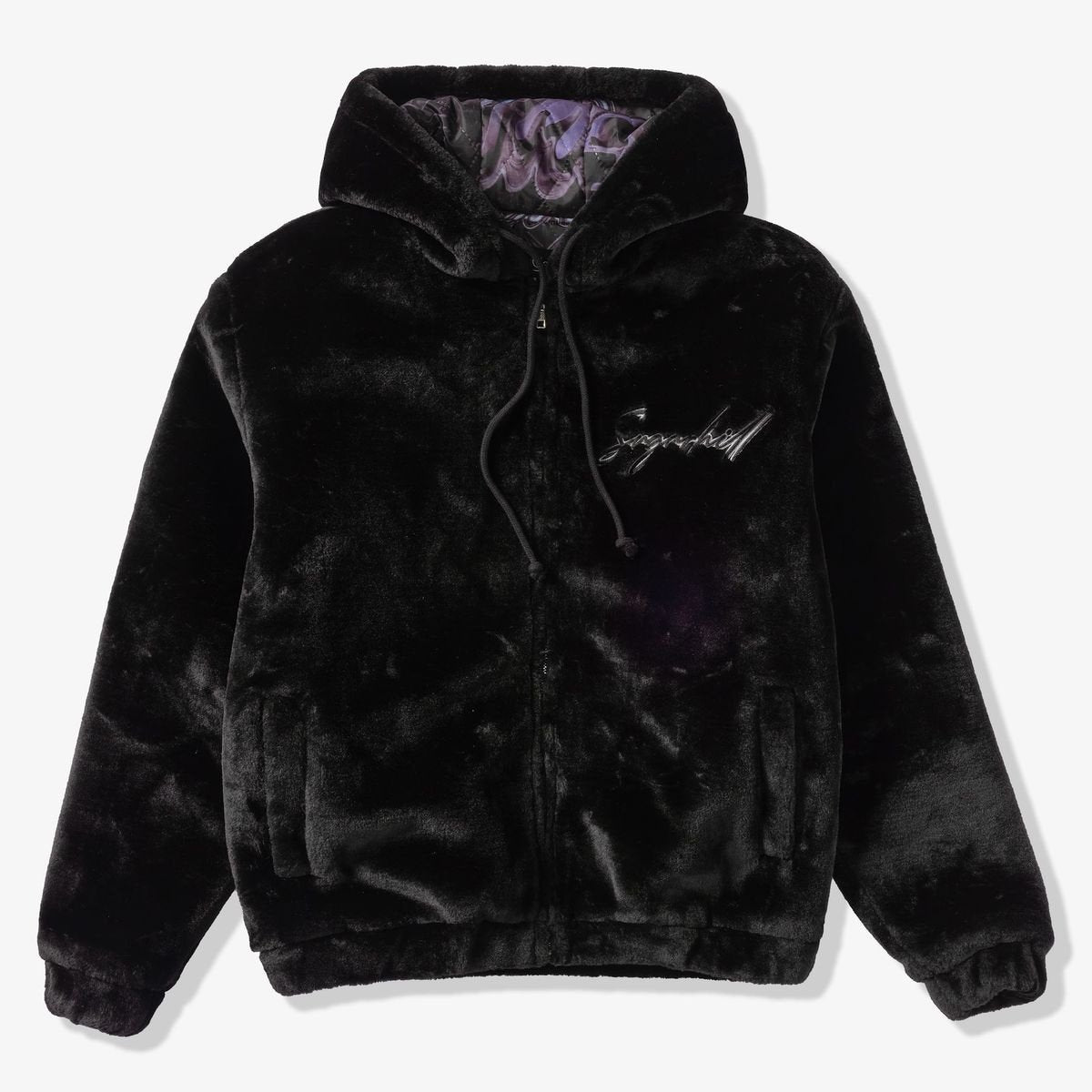 Sugarhill Traces Fur Zip-Up Hoodie 'Black' – Top Fashion