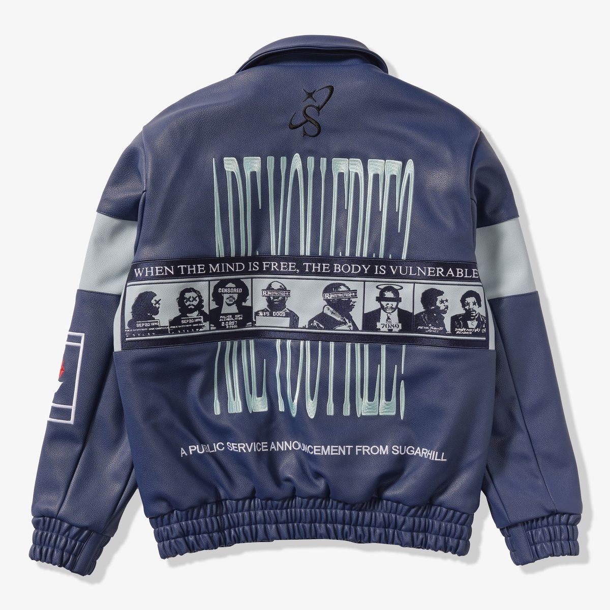 Sugarhill Liberation Leather Jacket 'Navy Blue|SH24-HOL-11|Top Fashion