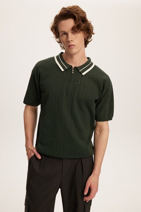 Kuwalla Knit Zip Polo 'Green|UKUL-0125-KZP712-GRN|Top Fashion