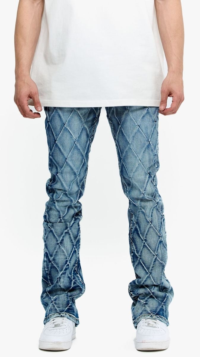 Valabasas Tire Stacked Denim 'Blue Washed|U46MOH1B02|Top Fashion