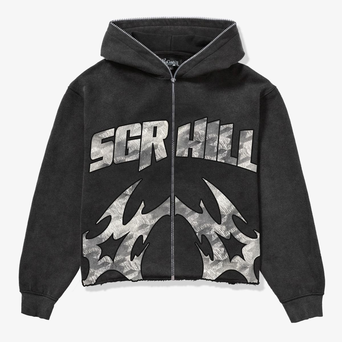 Sugarhill Katana Raw Hem Zip Hoodie 'Black|SH25-FALL-20|Top Fashion