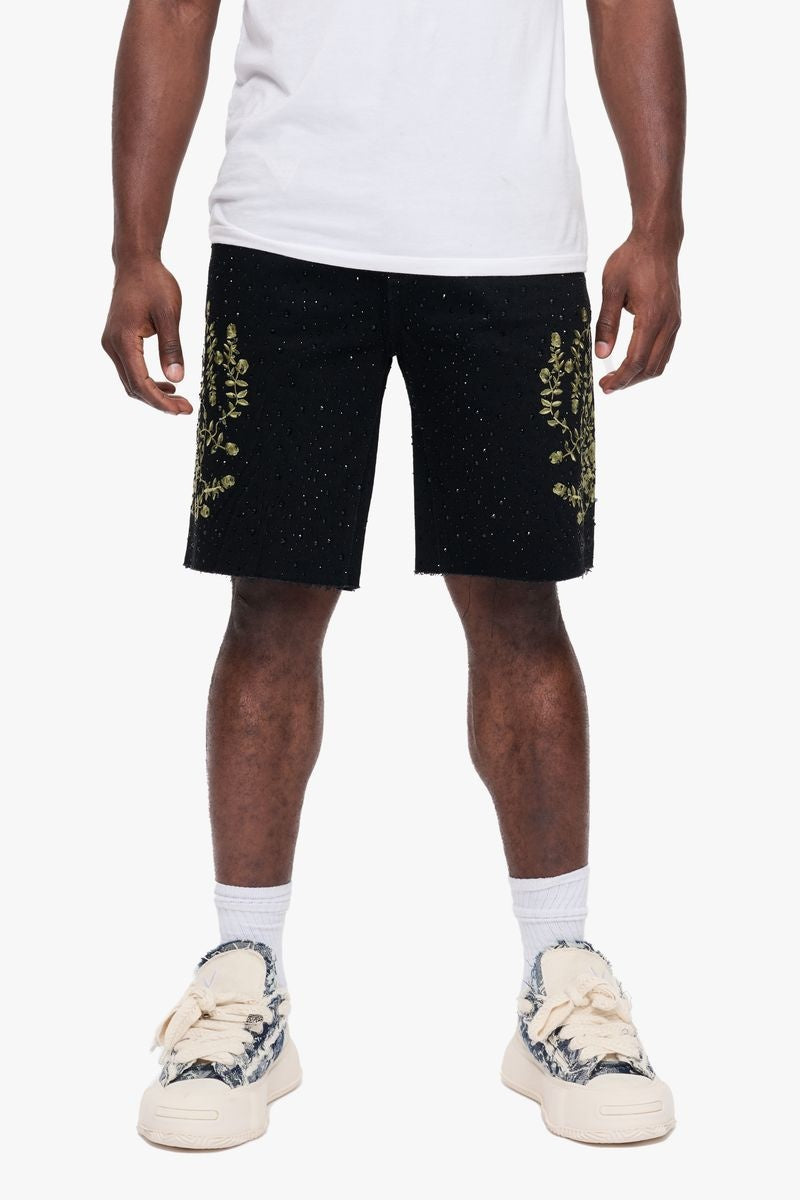 Valabasas Written Denim Shorts 'Jet Black|VLBS-VSH2-1023|Top Fashion