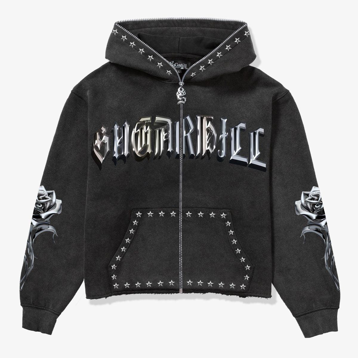 Sugarhill Body Shop Zip Hoodie 'Black Vintage'|SH25-HOL-026|TF