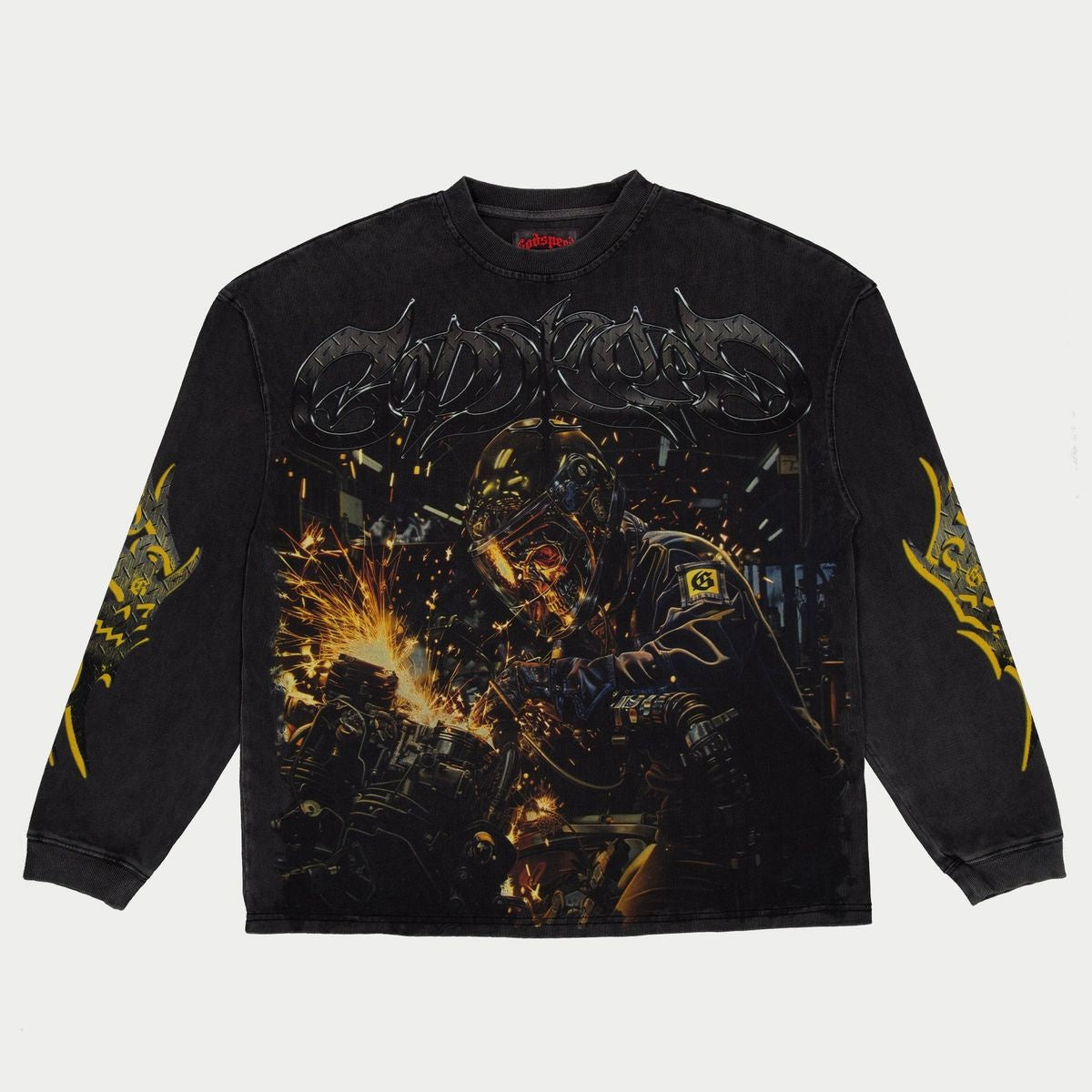Godspeed Under Construction Long Sleeve Tee 'Black Wash|11653853