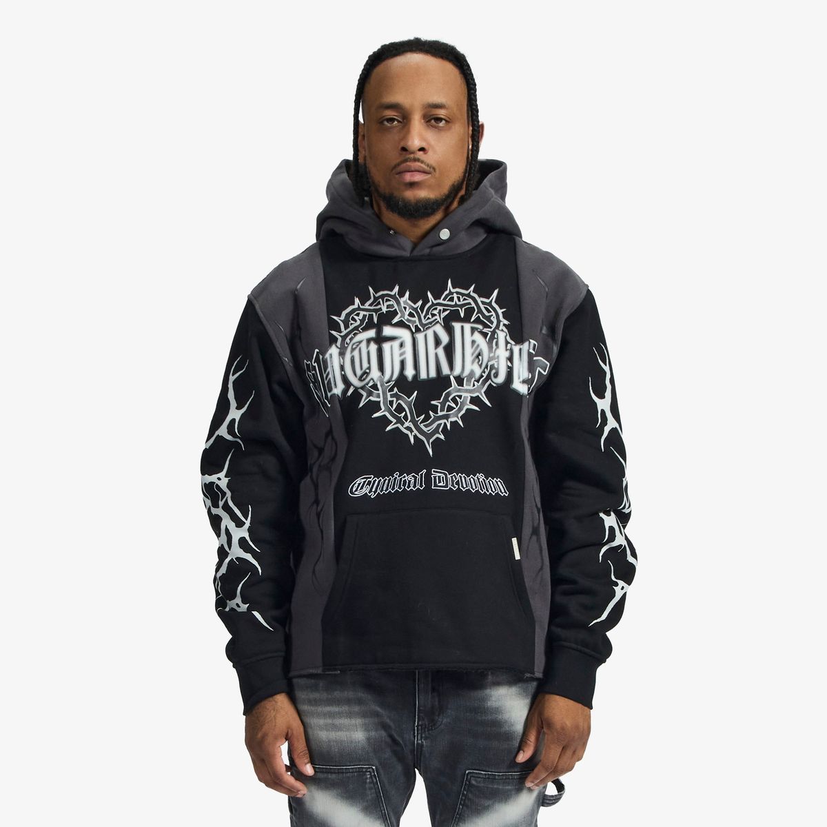 Sugarhill Devoted Split Hoodie 'Black/Charcoal'|SH26-SPR1-29|TF