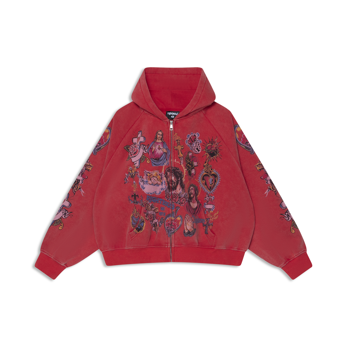 We Are Righteous Zip hoodie ほぼ未使用 We Are Righteous Risen King Cropped Zip Hoodie 'Red'|-Risen-King