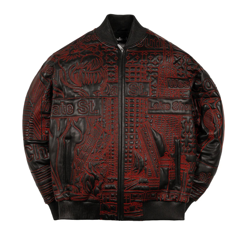 Pelle Pelle レザージャケット 黒赤 Pelle Pelle Chicago Quilted Jacket 'BLK/Red|325-37537-BKR|Top Fashion