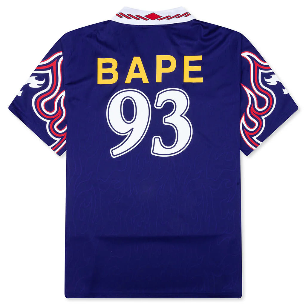 Mame 　Bape ジャージー　Football jersey adidas x BAPE Short Sleeve Flame Jersey 'Japanese Blue'|KF4914|TF