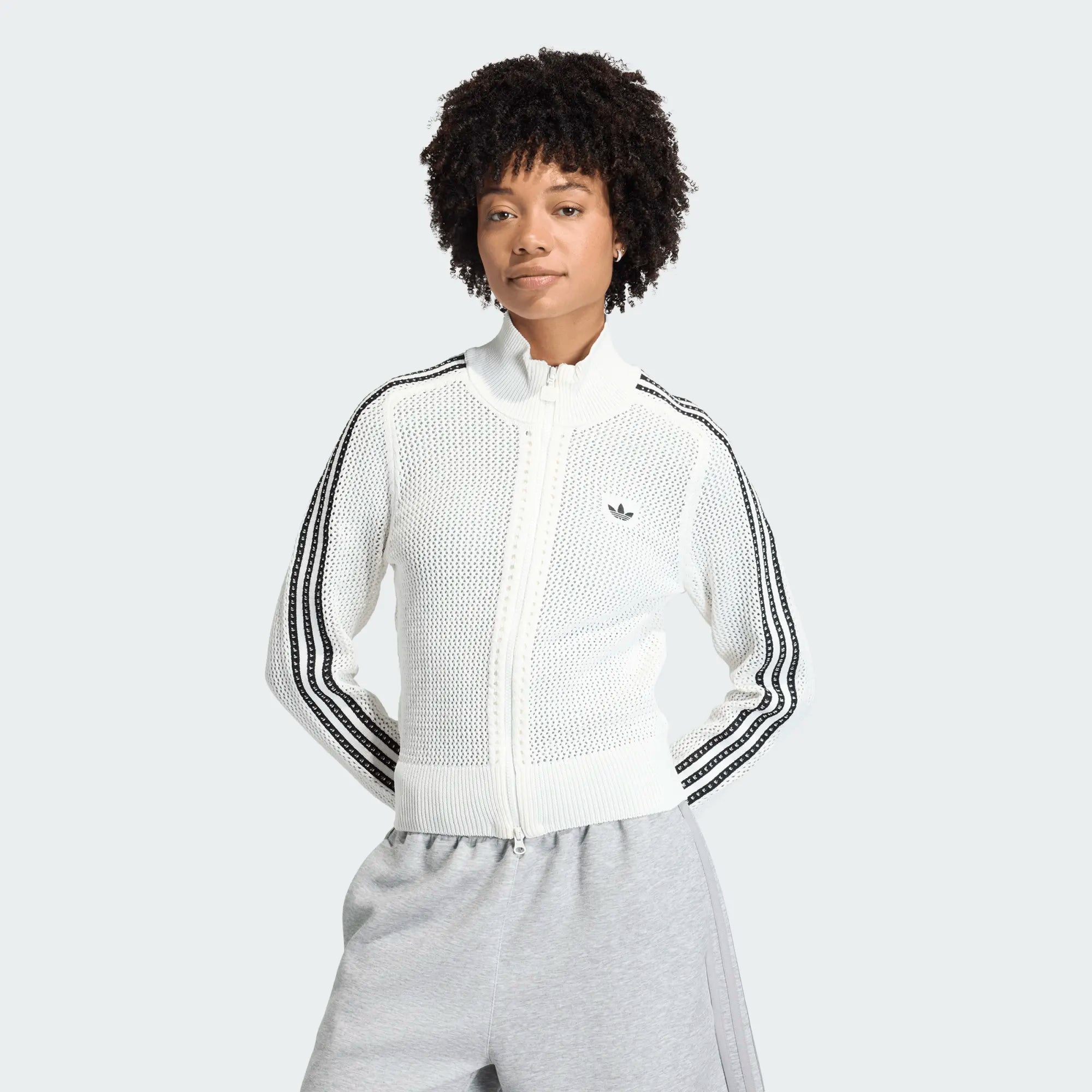 Wmns Adidas Crochet Track Top 'Off White'|KC6496|TF – Top Fashion
