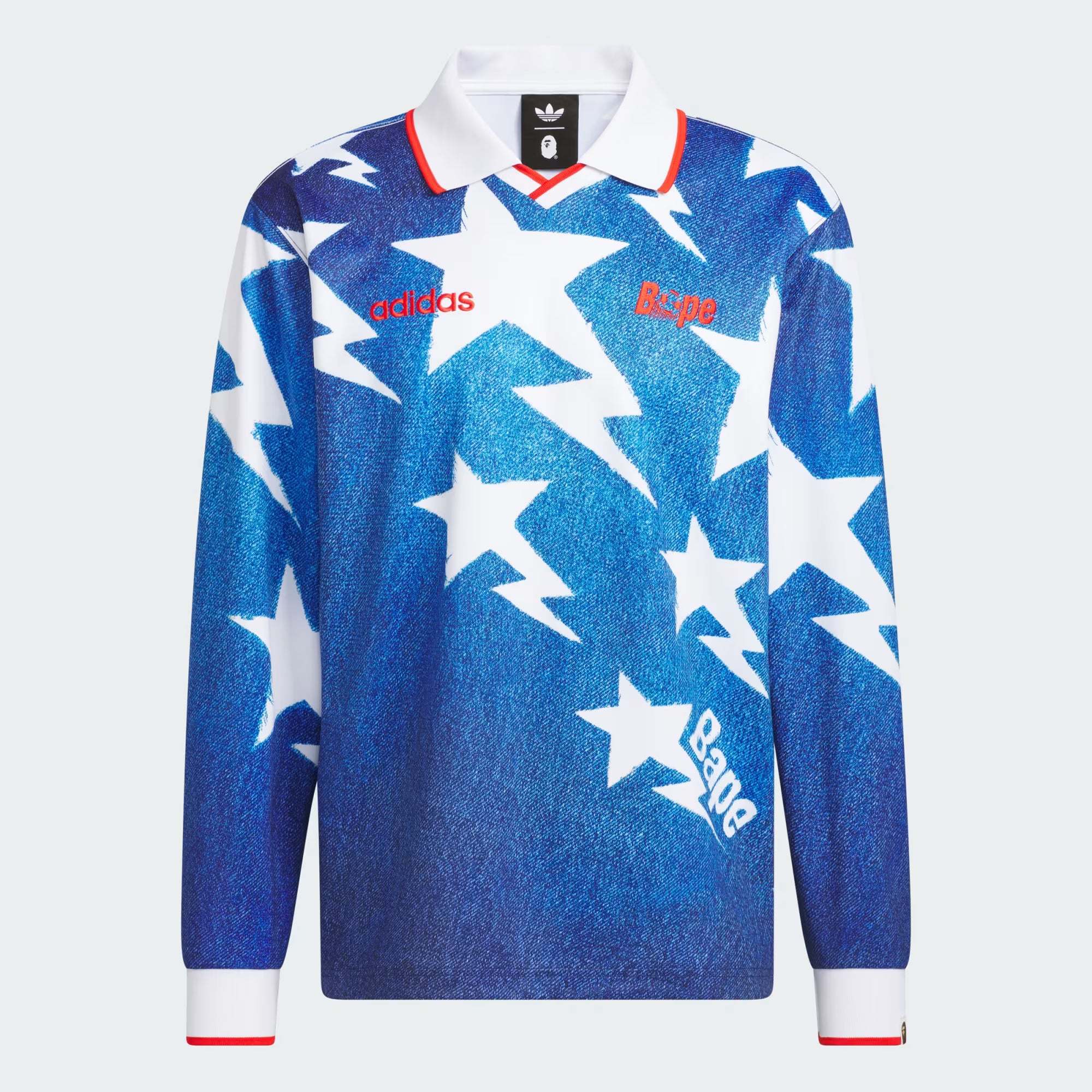 adidas x BAPE Long Sleeve Star Jersey 'Medium Blue Denim'|KF4913