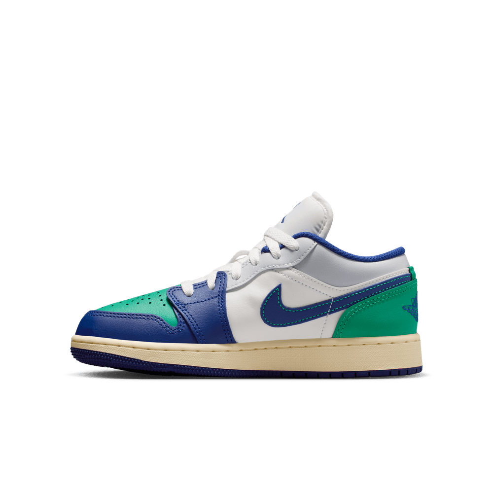 GS Air Jordan 1 Low 'Sail/Deep Royal Blue-Stadium Green|553560-147