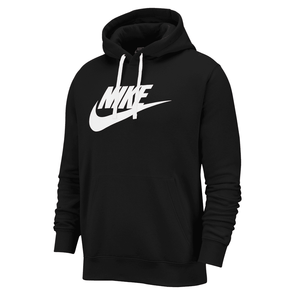 black nike hoodie with white swoosh