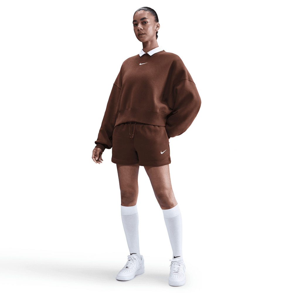 Wmns Nike SPW PHX FLC OS Crew-Neck SWST 'Fauna BRN/SIL|DQ5761-265