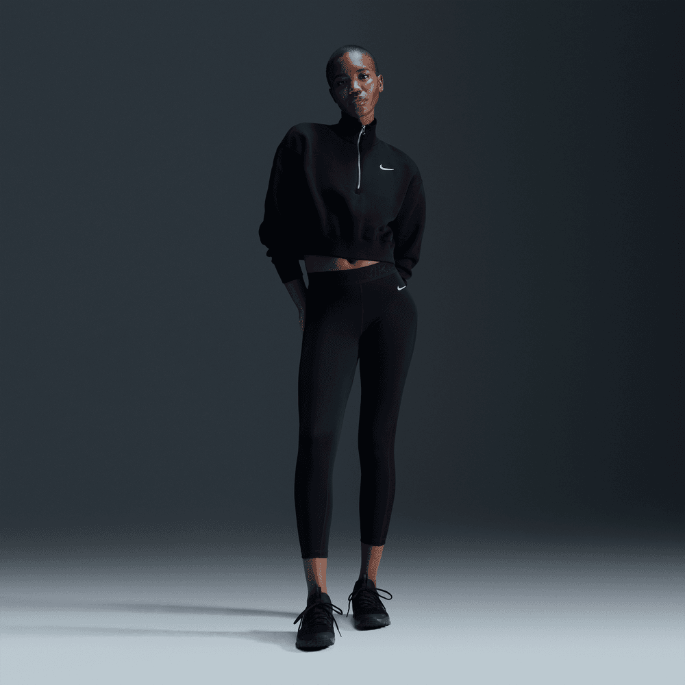 Wmns Nike SPW PHX FLE 1/2-Zip CROP Sweatshirt 'Black/Sail|DQ5767