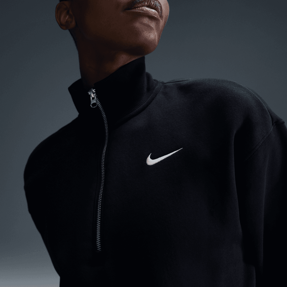 Wmns Nike SPW PHX FLE 1/2-Zip CROP Sweatshirt 'Black/Sail|DQ5767