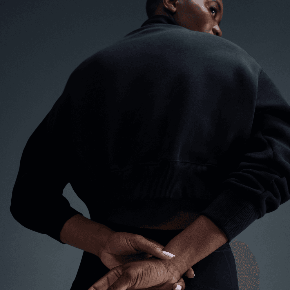 Wmns Nike SPW PHX FLE 1/2-Zip CROP Sweatshirt 'Black/Sail|DQ5767