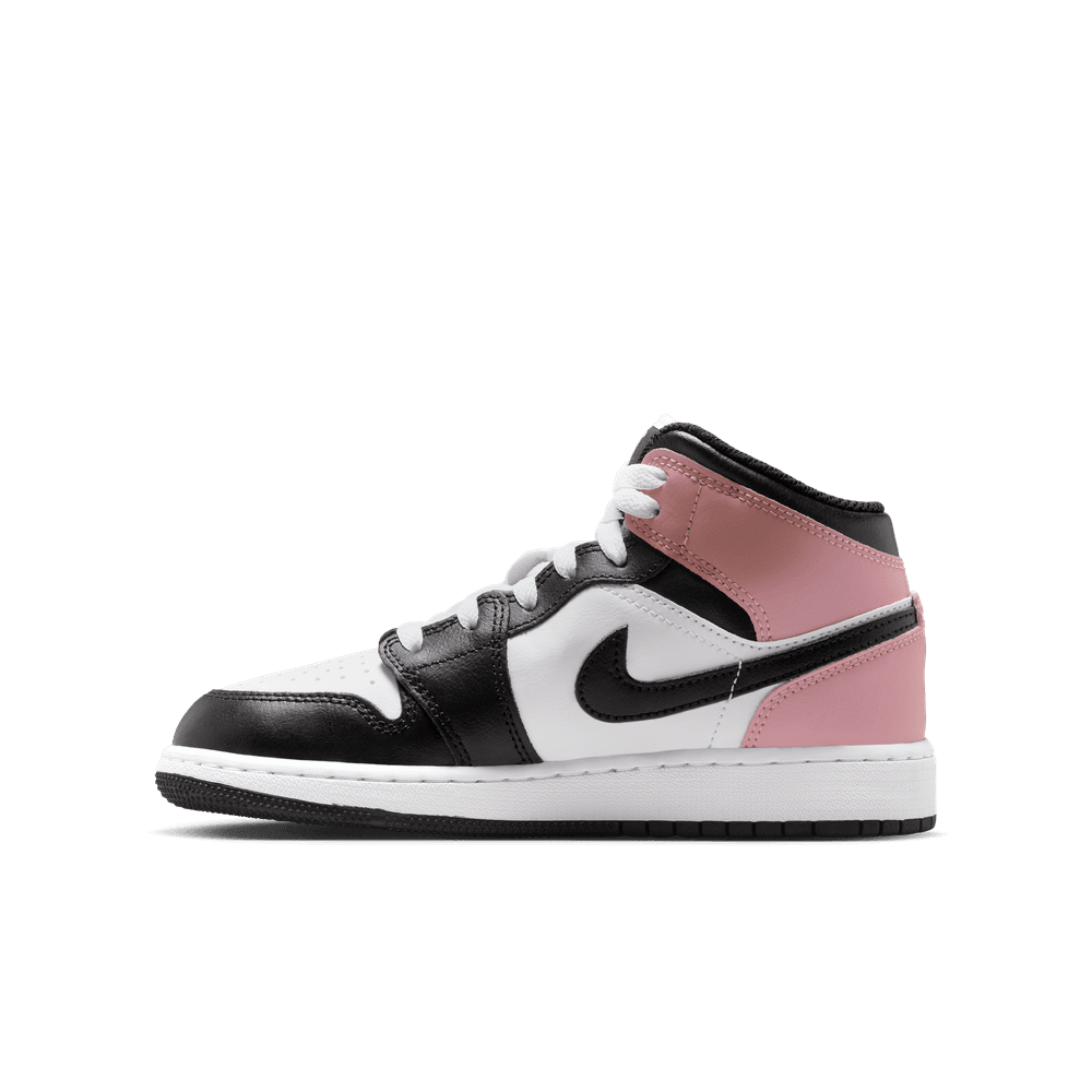 GS Air Jordan 1 Mid 'White/Black-Rust Pink|DQ8423-100|Top Fashion
