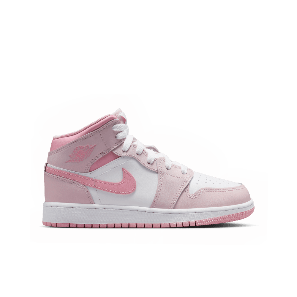 靴 Nike GS Air Jordan 1 Mid Soft Pink 25cm GS Air Jordan 1 Mid 'Pearl Pink/Medium Soft Pink-White|DQ8423-600