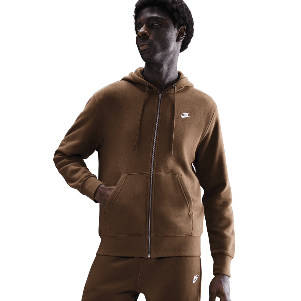Nike Club Full-Zip Fleece Hoodie MSW BRN/MSW BRN/White|FN3861-235 Nike Club Full-Zip Fleece Hoodie MSW BRN/MSW BRN/White|FN3861-235