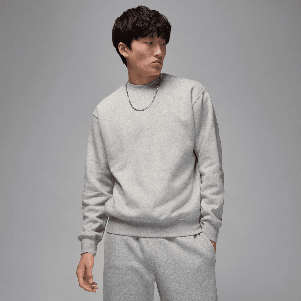 Air Jordan Brooklyn FLC Crew Neck SWSH 'Grey HETH/WHT|FV7293-050