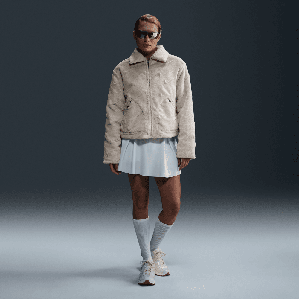 Wmns Nike SPW ESS Loose PTD Faux Fur JKT 'Lt ORW BRN/BLK|FV8019
