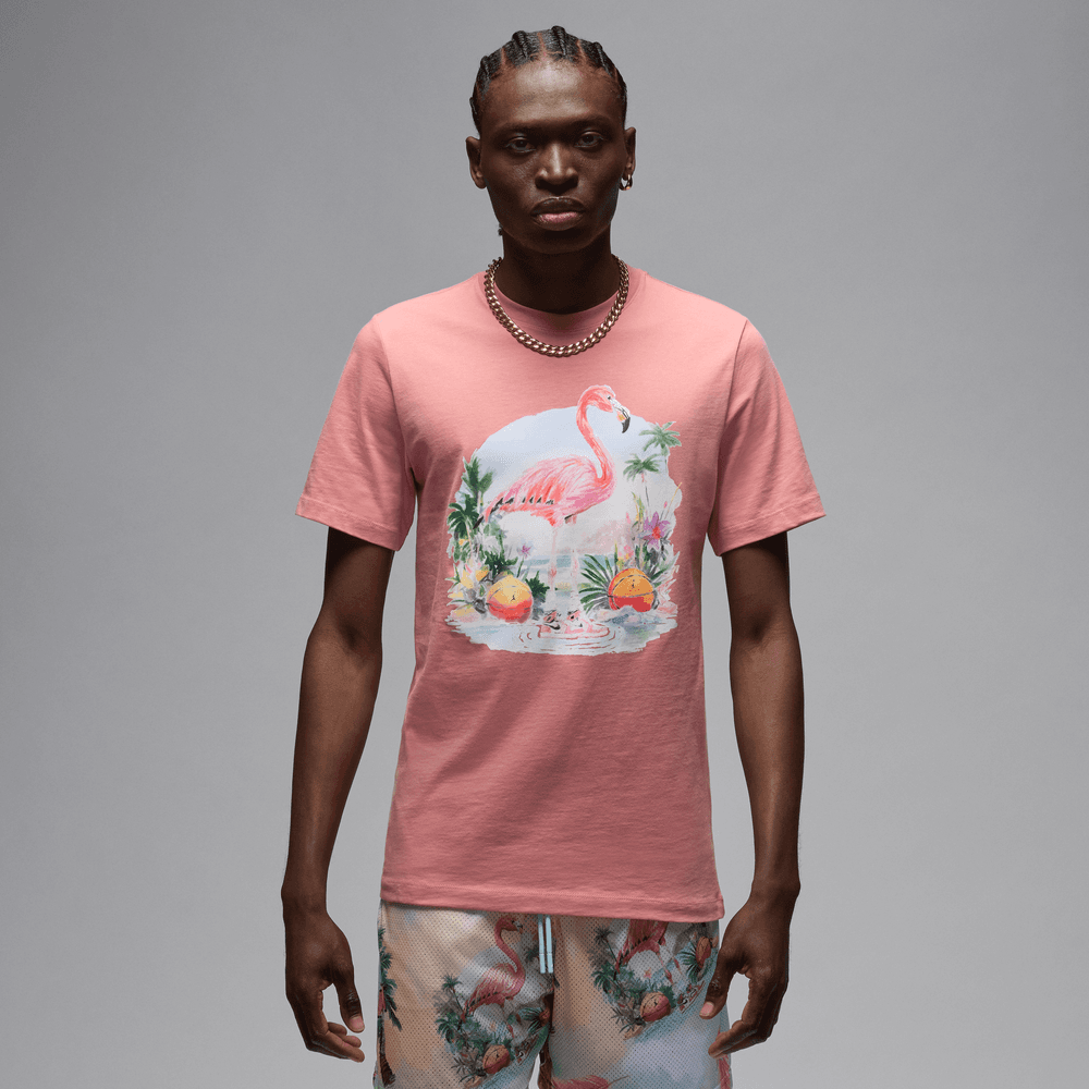 pink and red jordan shirt