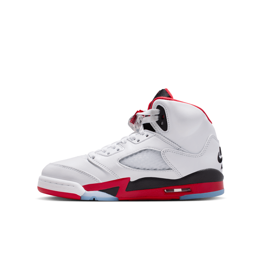 GS Air Jordan 5 Retro 'White/Fire Red-Black|HQ7980-101|Top Fashion