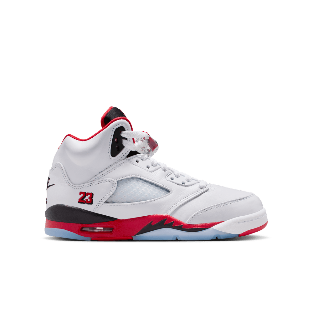 GS Air Jordan 5 Retro 'White/Fire Red-Black|HQ7980-101|Top Fashion