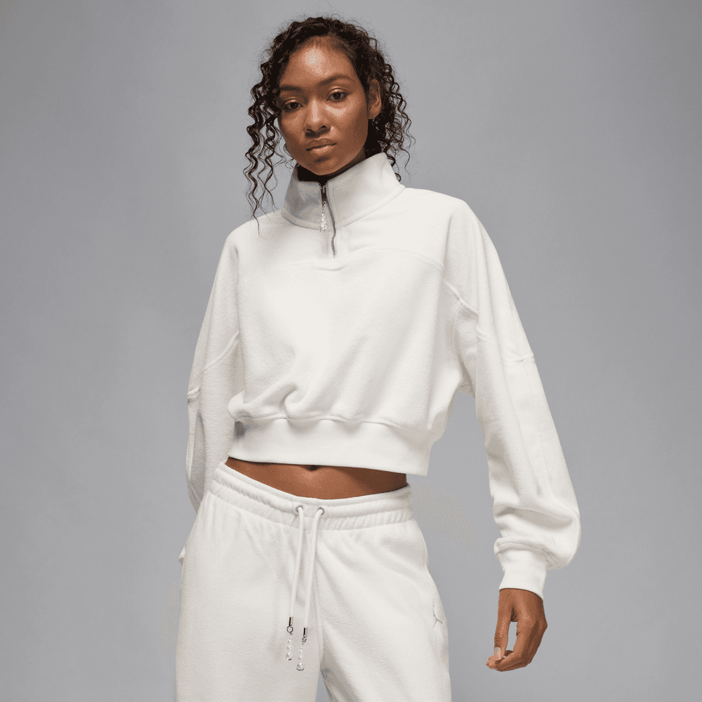 Wmns Air Jordan Flight Fleece Quarter Zip Top 'Sail/Sail|HV0326