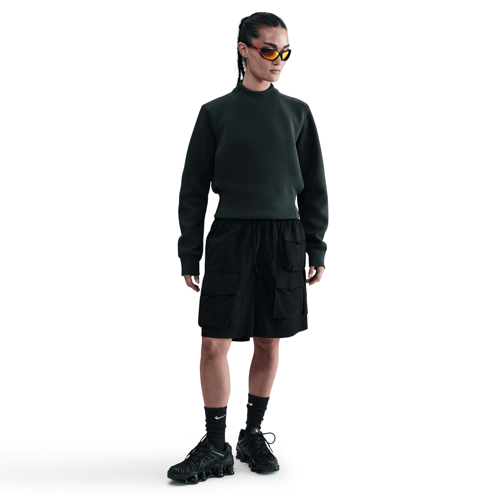 Wmns Nike SPW Tech FLC Crewneck 'Seaweed/Black|HV2796-390|Top Fashion