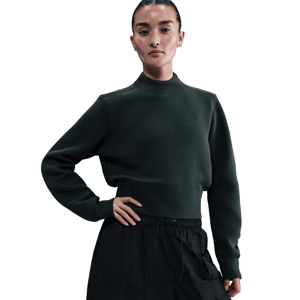 Wmns Nike SPW Tech FLC Crewneck 'Seaweed/Black|HV2796-390|Top Fashion