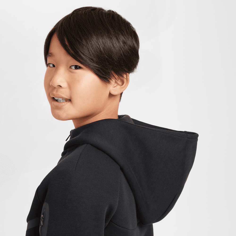 Big Kids Nike SPW Tech FLC F-Z Hoodie 'Black/Black/Black|HV5867