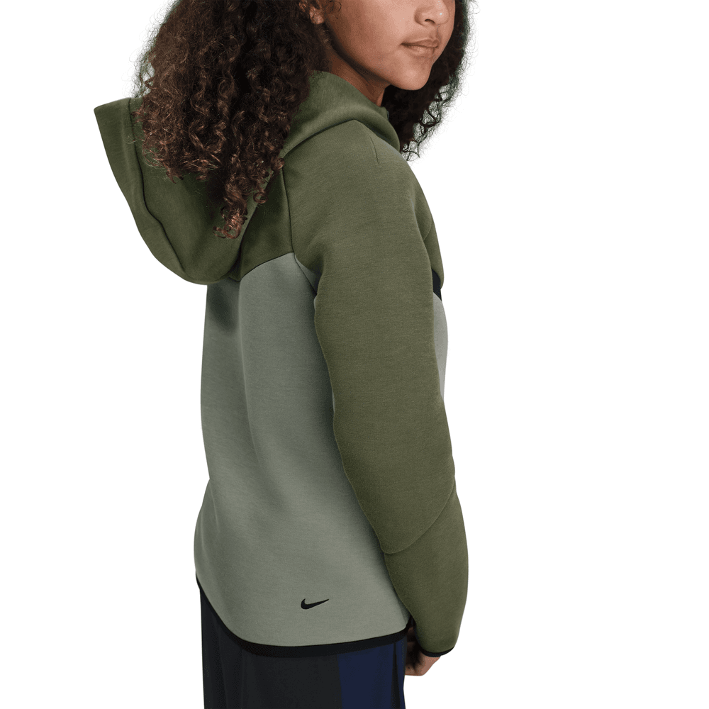 KIDS NIKE SPW TECH FLC FZ HOODIE 'MED OLV/LGT ARY-BLK|HV5867-222