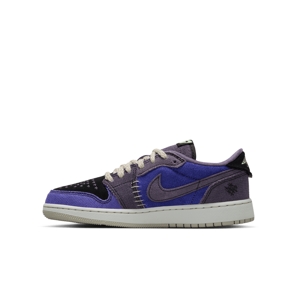 GS Air Jordan 1 Retro Low OG 'Regency PUR/Vapor GRN-BLK|IH2725-500