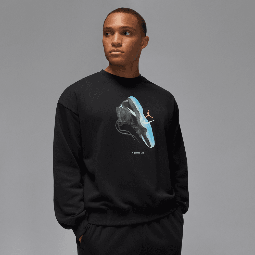 Air Jordan Brooklyn AJ11 Fleece Crewneck 'BLK/Gamma Blue|IM6301