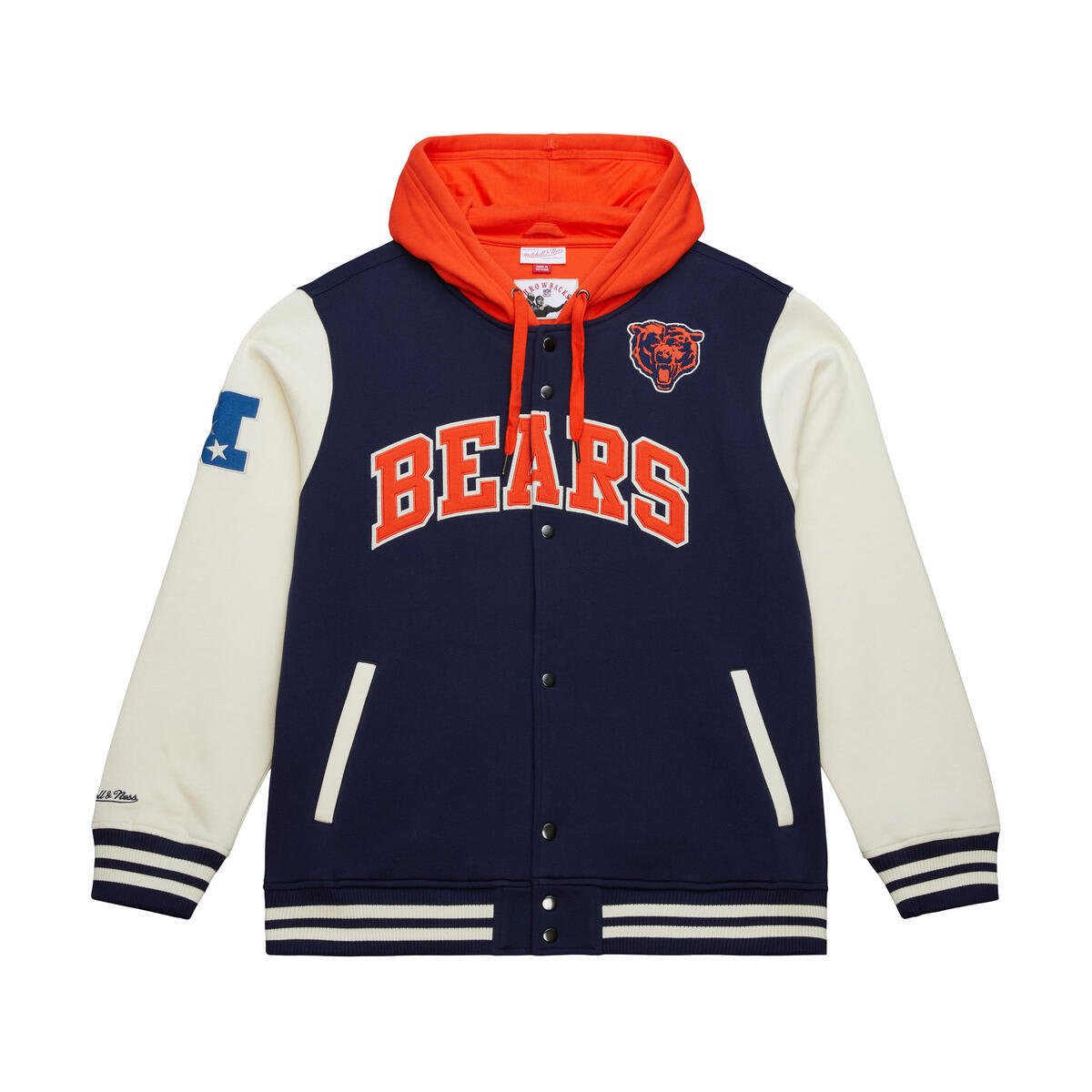 M&N NFL VIN Logo CHI Bears CRTSD FLC BUT FRT HOD 'NVY|JK11162