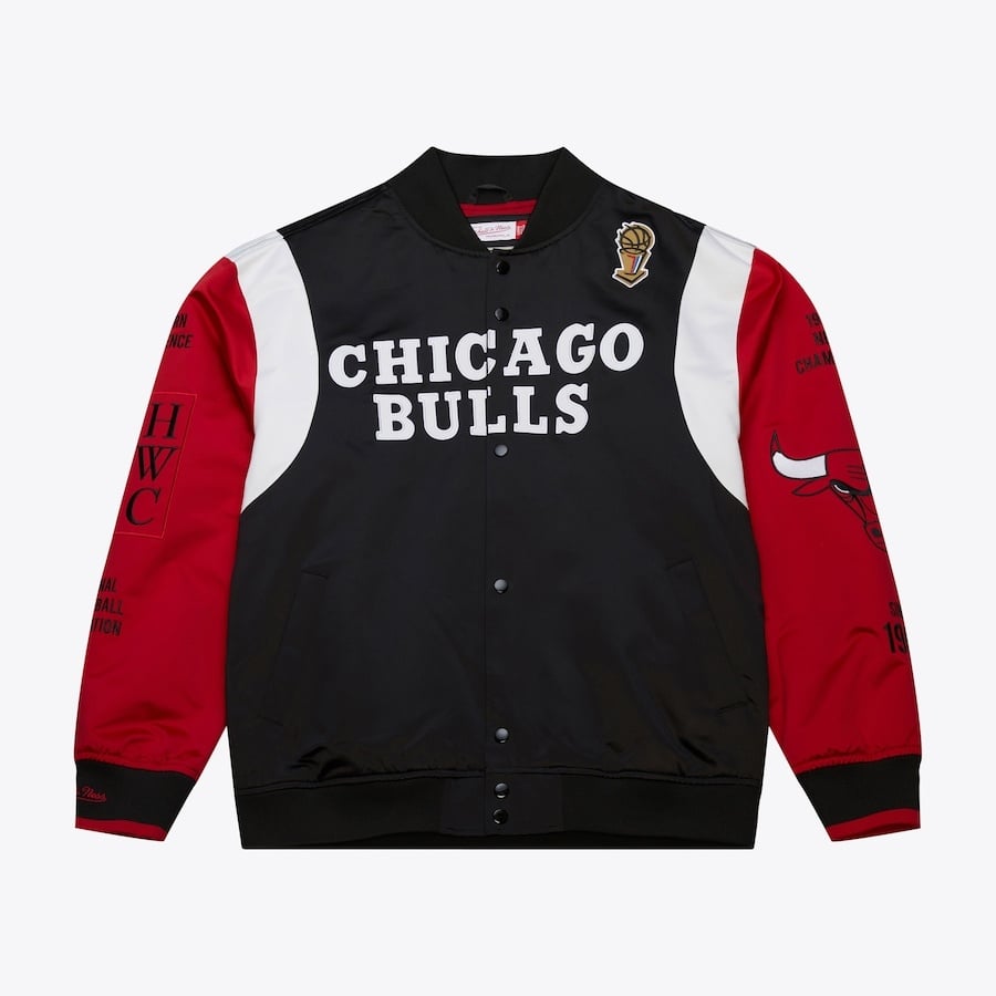 M&N Chicago Bulls Team Origins Satin Jacket 'Black|JK9255-CBUBLCK