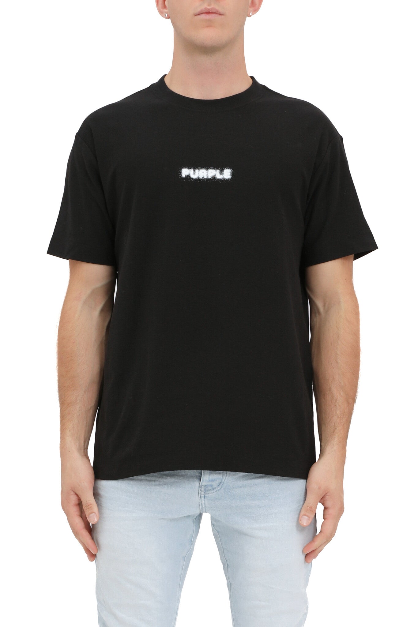 Purple Brand Textured Jersey Tee 'Black|P104-TBPW325|Top Fashion