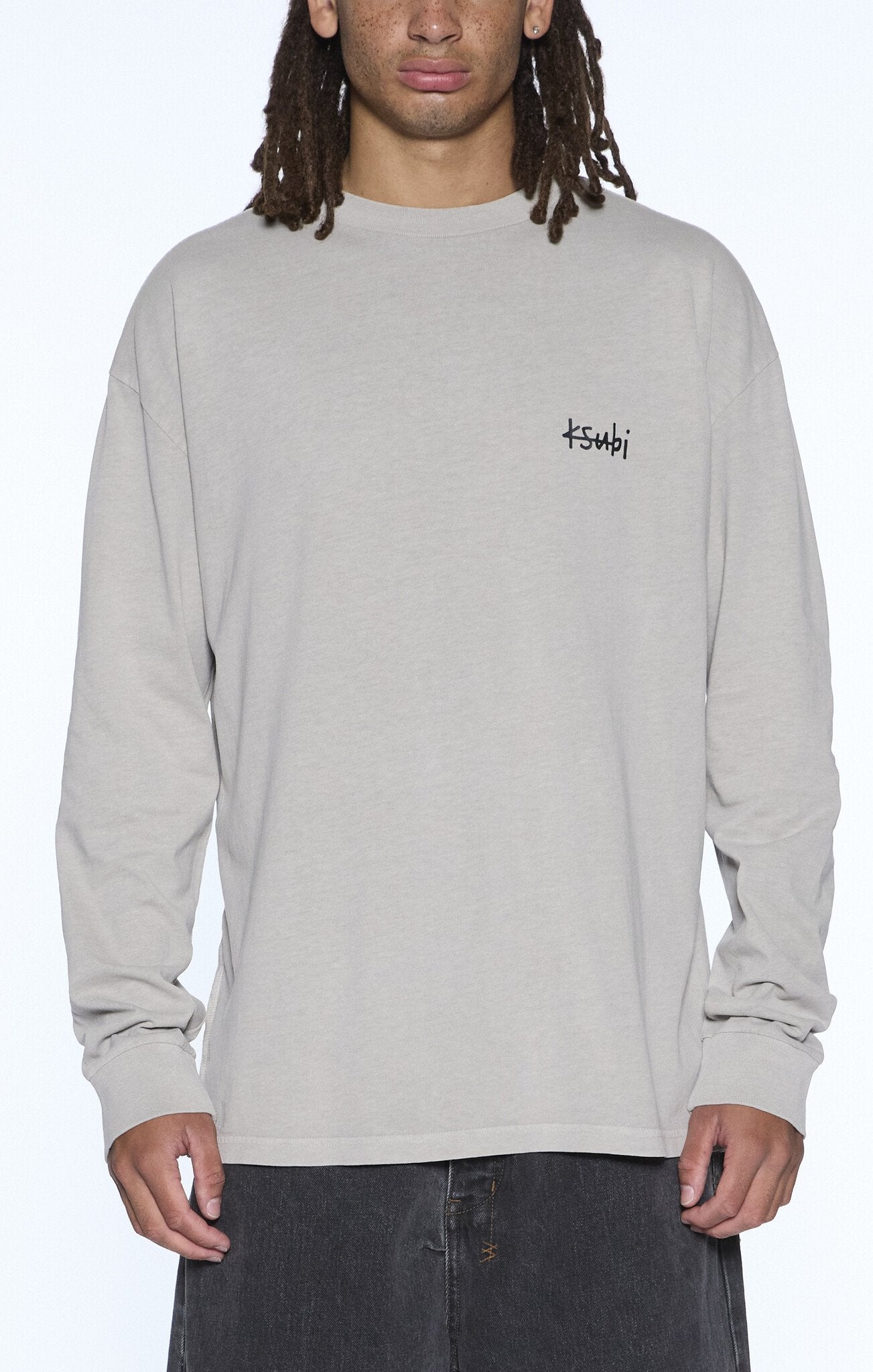 Ksubi All Day Biggie Long Sleeve Tee 'Dust|MFA25TE001-029|Top Fashion