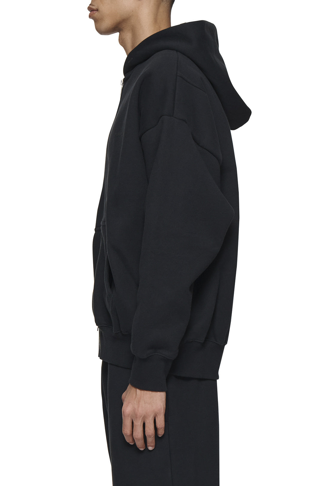 Purple Brand Heavy Fleece Zip Front Hoodie 'Black|P460-BSBB725|TF