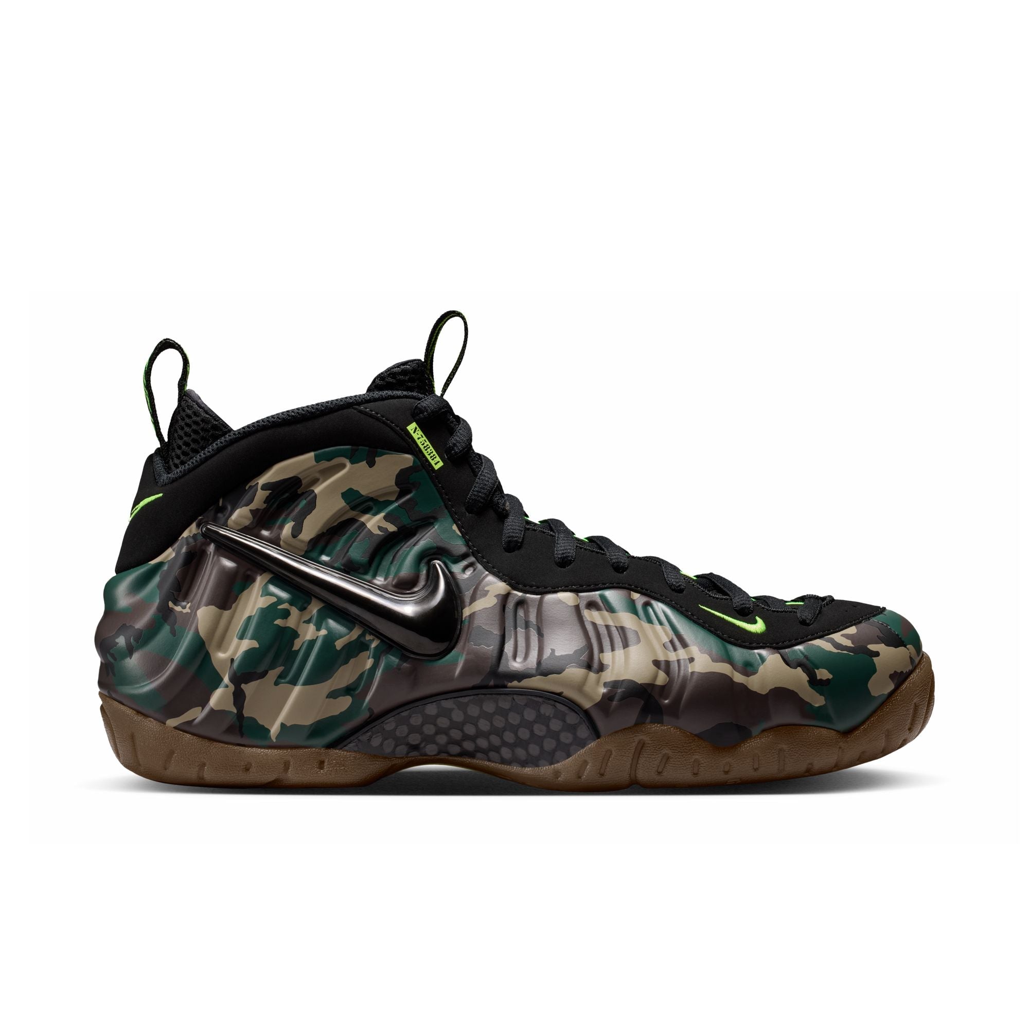 NIKE AIR FOAMPOSITE PRO PREMIUM 'BLACK/BLACK-VOLTAGE GREEN-GUM DARK BROWN' - 08 21 26