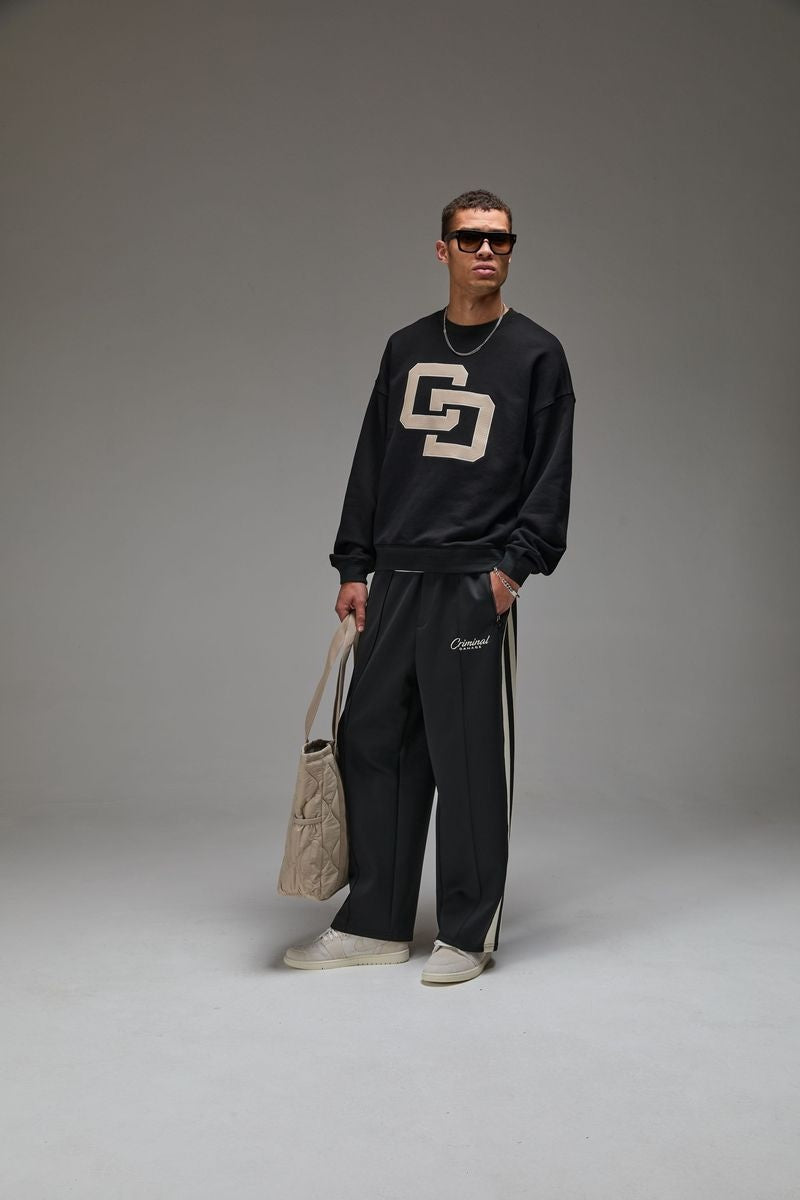 Criminal Damage Leather Applique Logo Sweatshirt