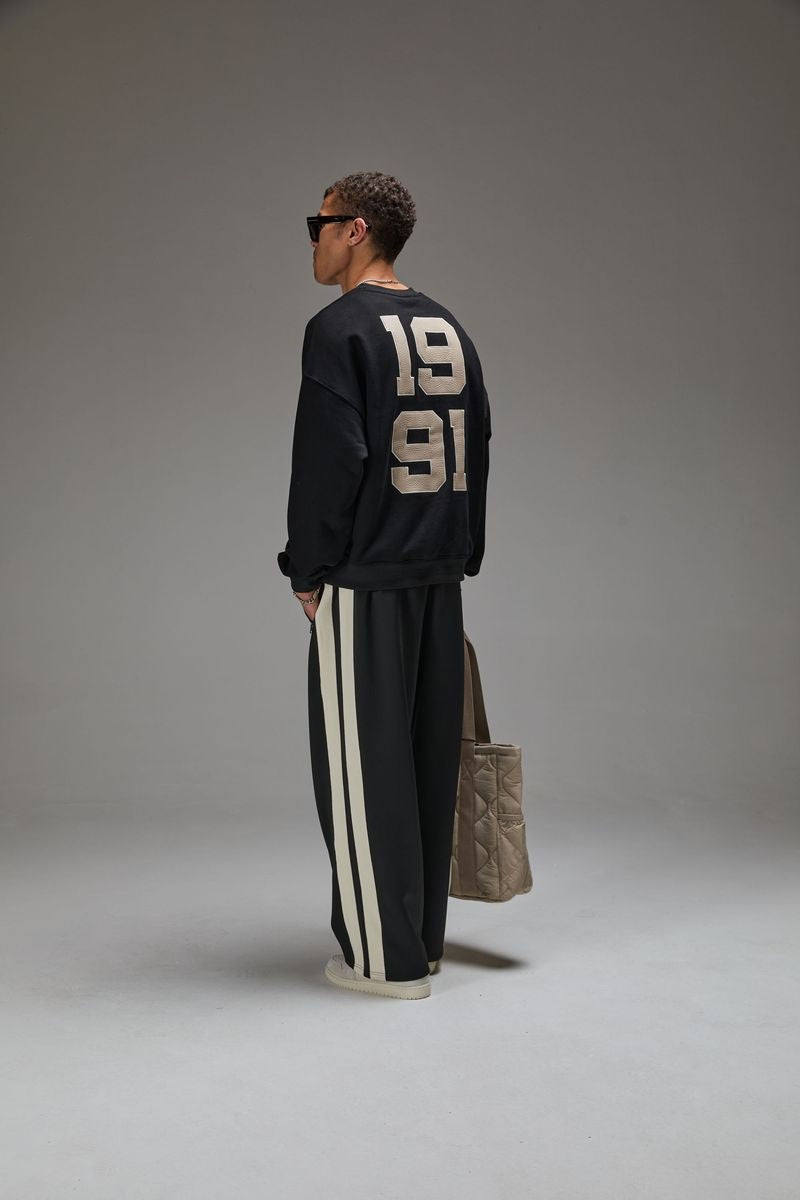 Criminal Damage Leather Applique Logo Sweatshirt