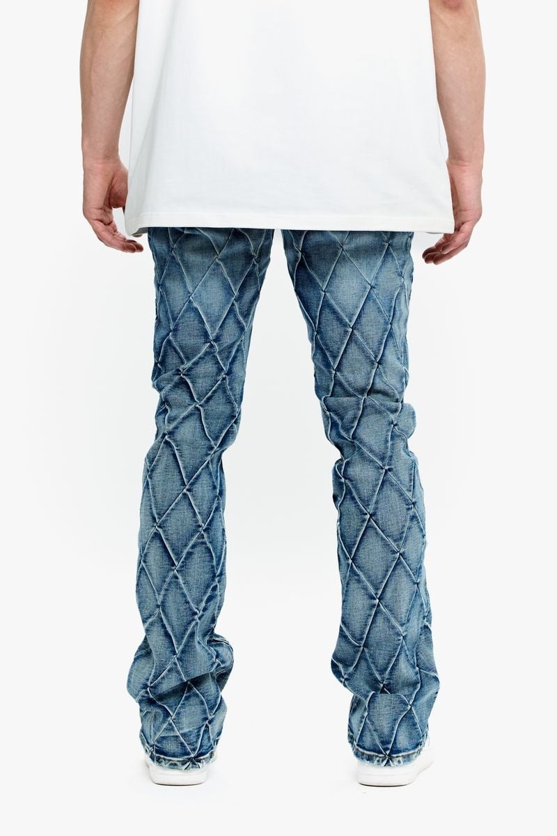 Valabasas Tire Stacked Denim 'Blue Washed|U46MOH1B02|Top Fashion