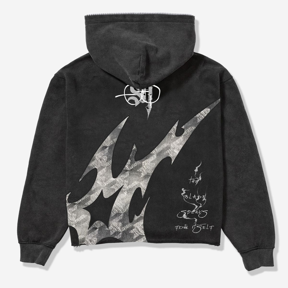 Sugarhill Katana Raw Hem Zip Hoodie 'Black|SH25-FALL-20|Top Fashion