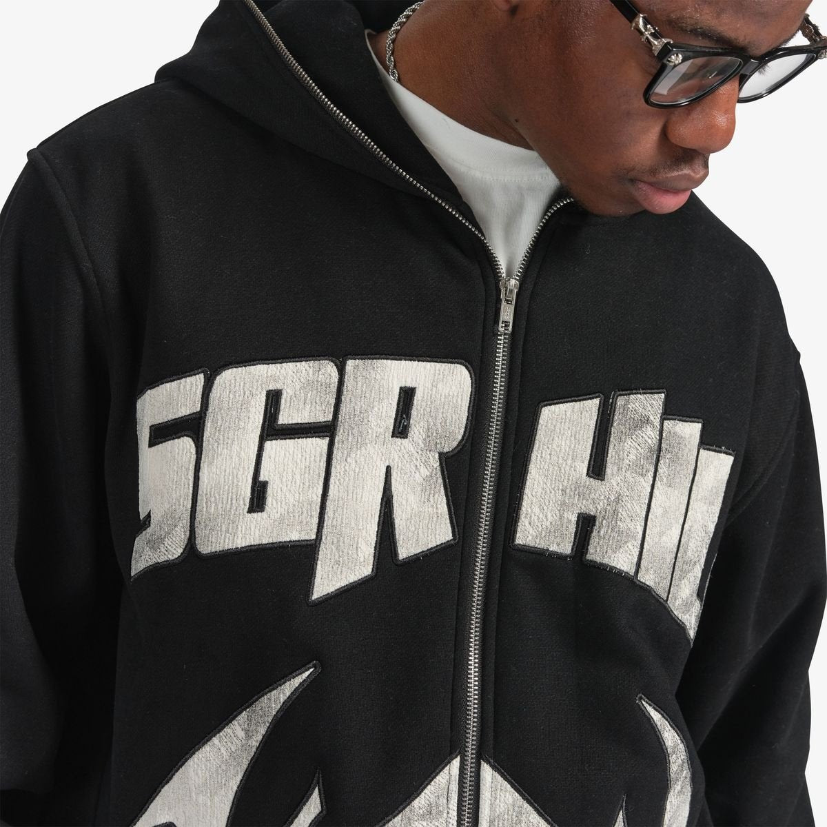 Sugarhill Katana Raw Hem Zip Hoodie 'Black|SH25-FALL-20|Top Fashion