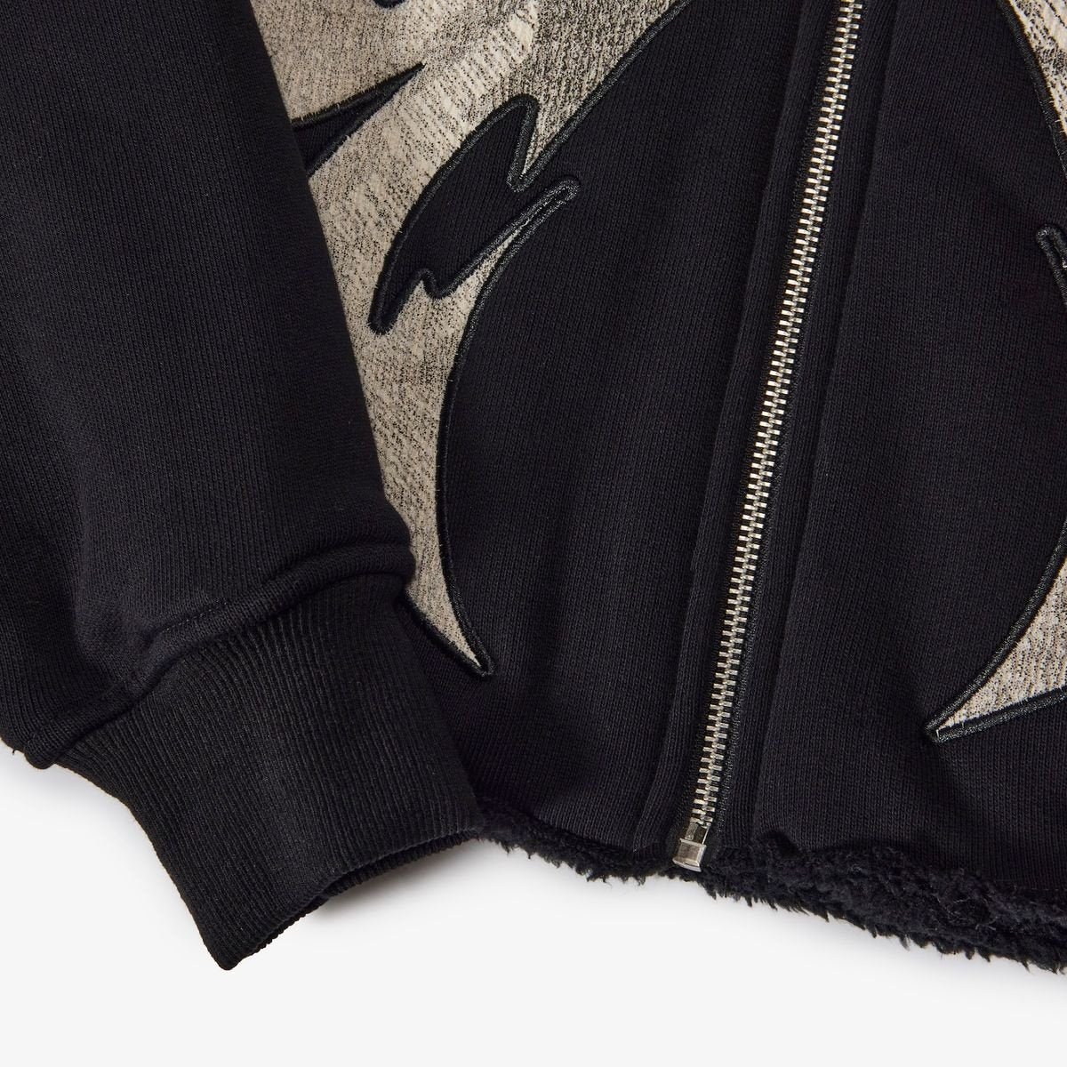 Sugarhill Katana Raw Hem Zip Hoodie 'Black|SH25-FALL-20|Top Fashion